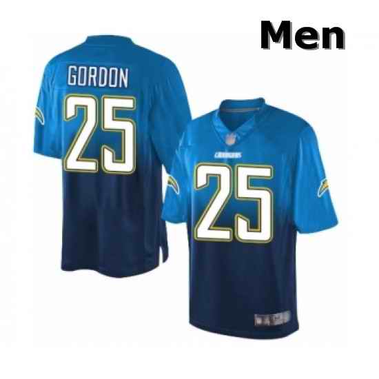 Men Los Angeles Chargers 25 Melvin Gordon Elite Electric Blue Navy Fadeaway Football Jersey